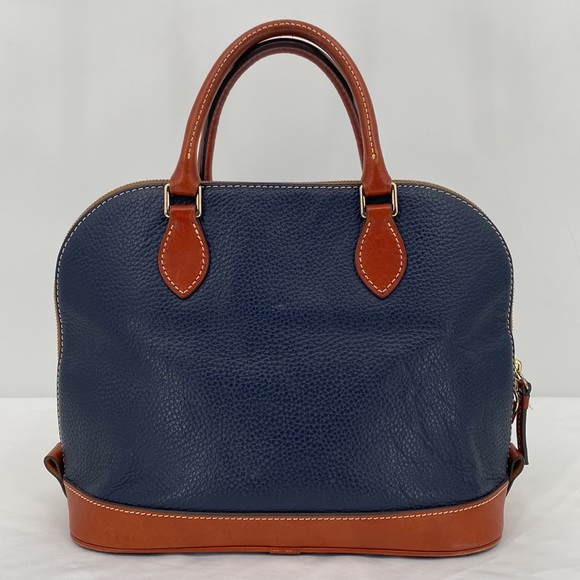 Dooney & Bourke Pebble Grain Domed Satchel Leather 2 Tone Blue Brown Casual - Picture 5 of 13